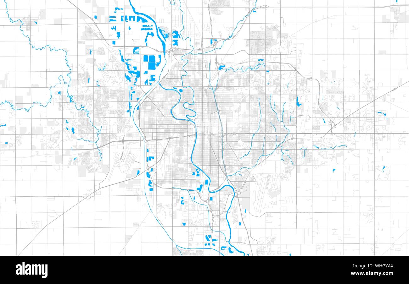 Rich Detailed Vector Area Map Of Wichita Kansas U S A