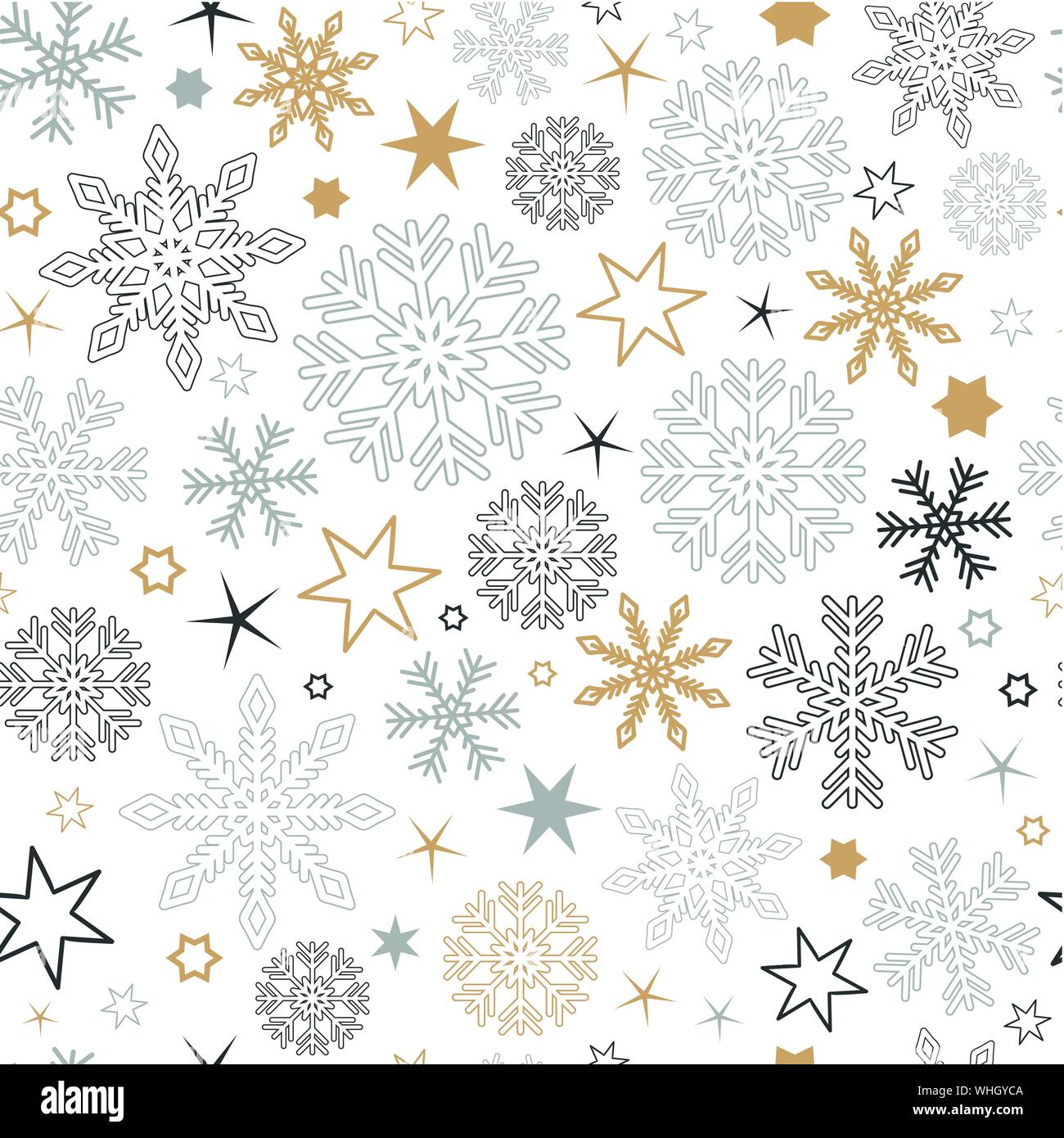 seamless pattern snowflake background in gold and silver colors vector illustration EPS10 Stock Vector