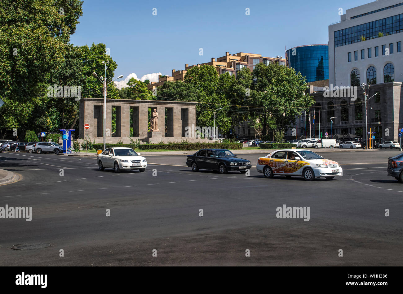 Yerevan, Armenia, 27 August 2019: Monument to Stepan Shaumyan at the intersection of Khorenatsi and Vazgen Sargsyan St. in Yerevan Stock Photo