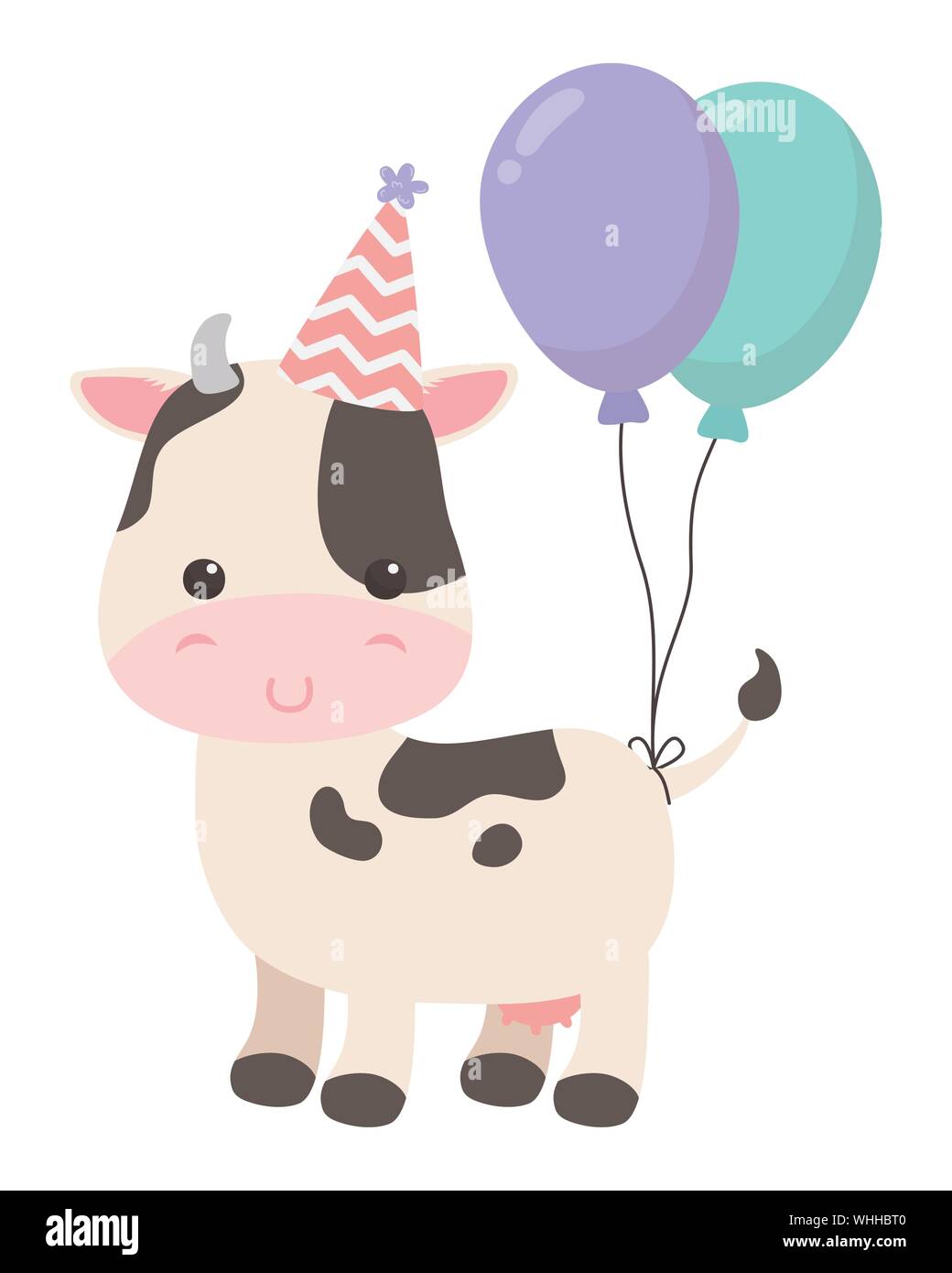Cow Cartoon Design Animal Happy Birthday Celebration Decoration