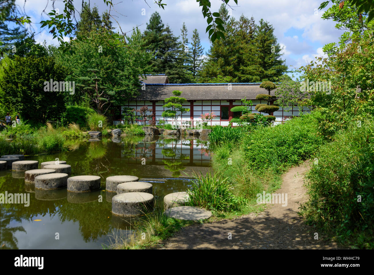 Japanischer Garten auf der Isle de Versailles in Nantes, Nantes, Isle de Versailles, Jardin Japonais - Nantes, Versailles Island, Japanese Garden Stock Photo