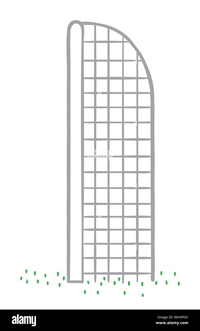 Vector illustration soccer goal post. Hand drawn. Colored outlines