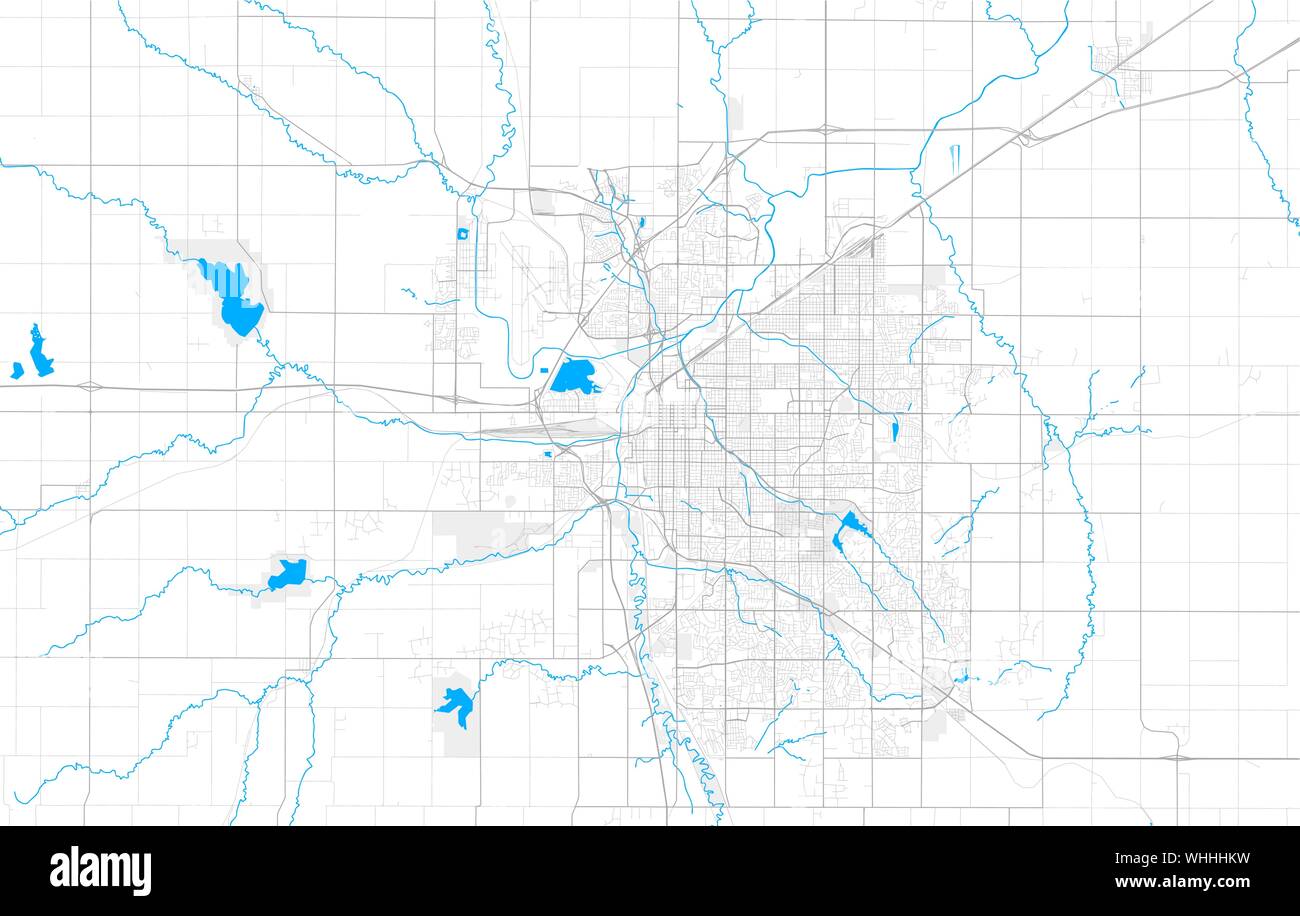 Rich detailed vector area map of Lincoln, Nebraska, U.S.A.. Map