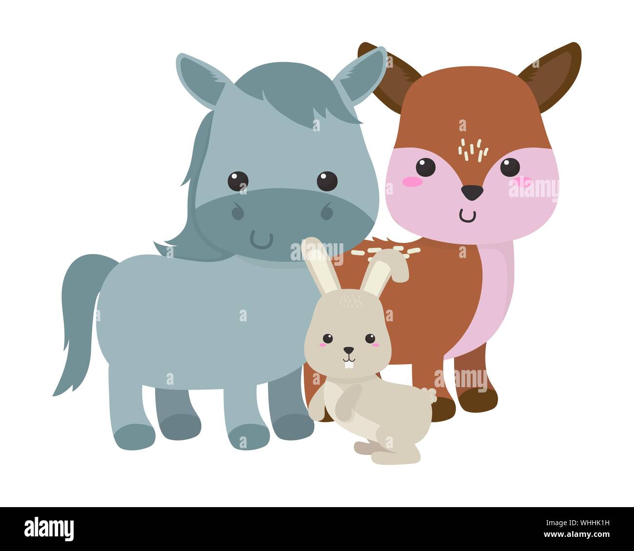 Donkey rabbit and deer cartoon design, Animal cute zoo life nature and ...