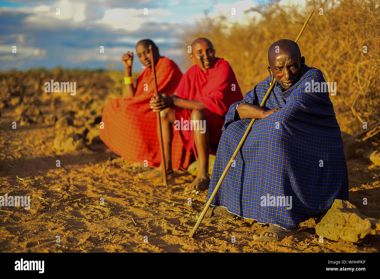 Masai Tribe people, Amboseli National Park, Kenya, Africa Stock Photo