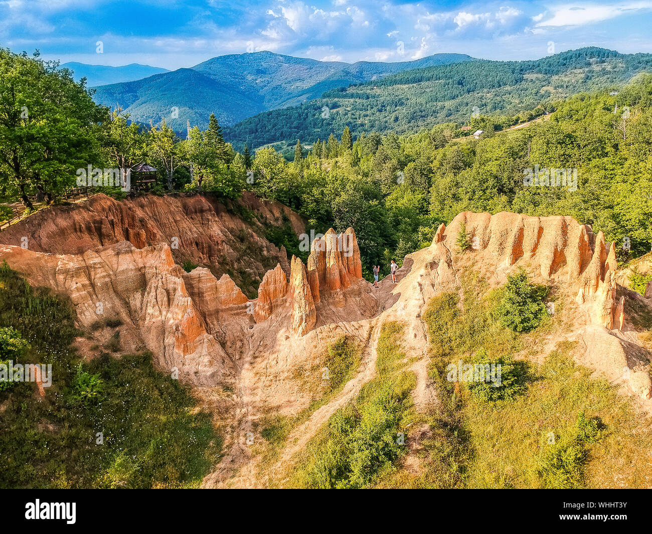 Sand pyramids in Foca, Bosnia and Herzegovina Stock Photo