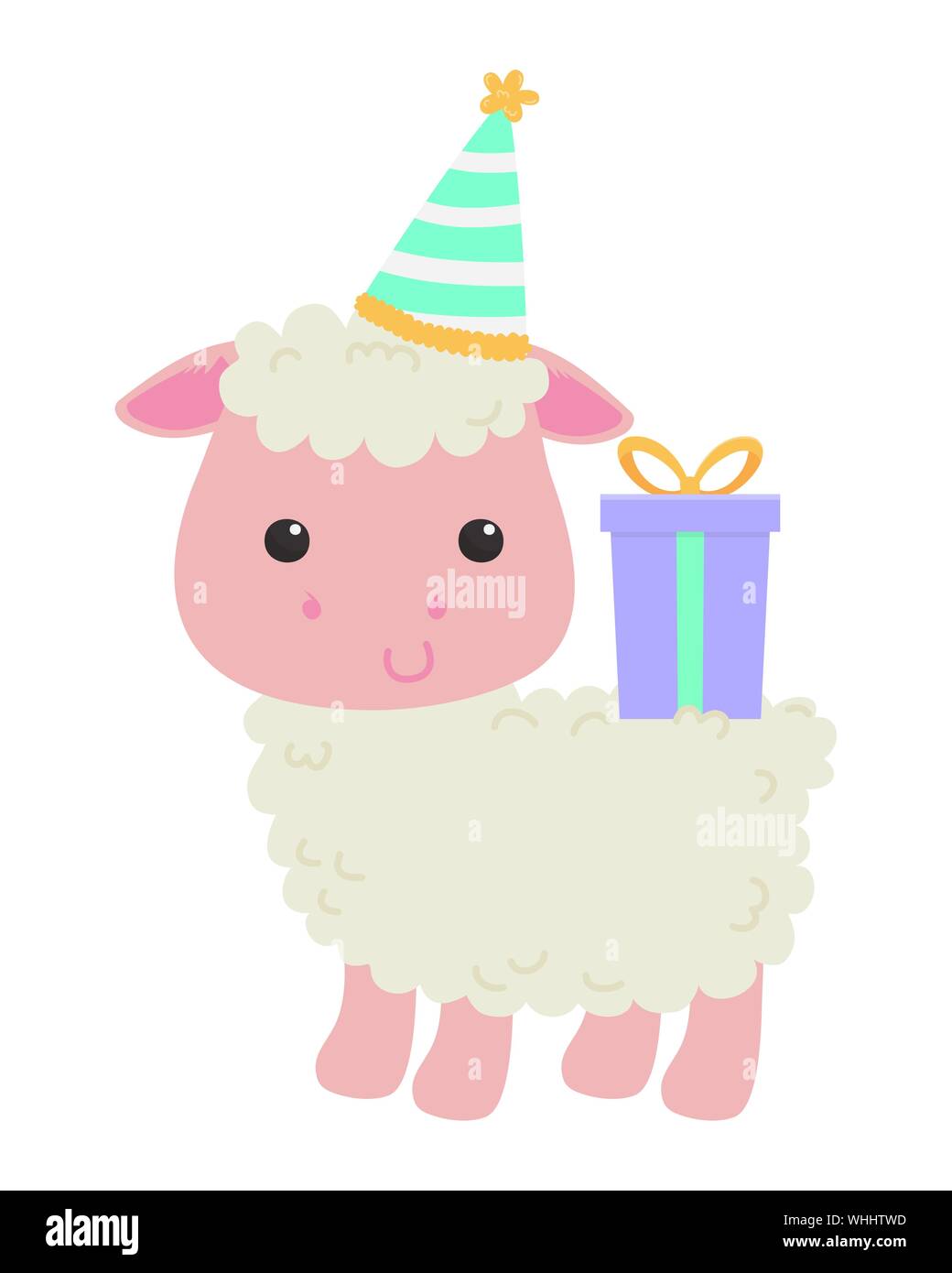Sheep cartoon design, Animal happy birthday celebration decoration and surprise theme Vector illustration Stock Vector