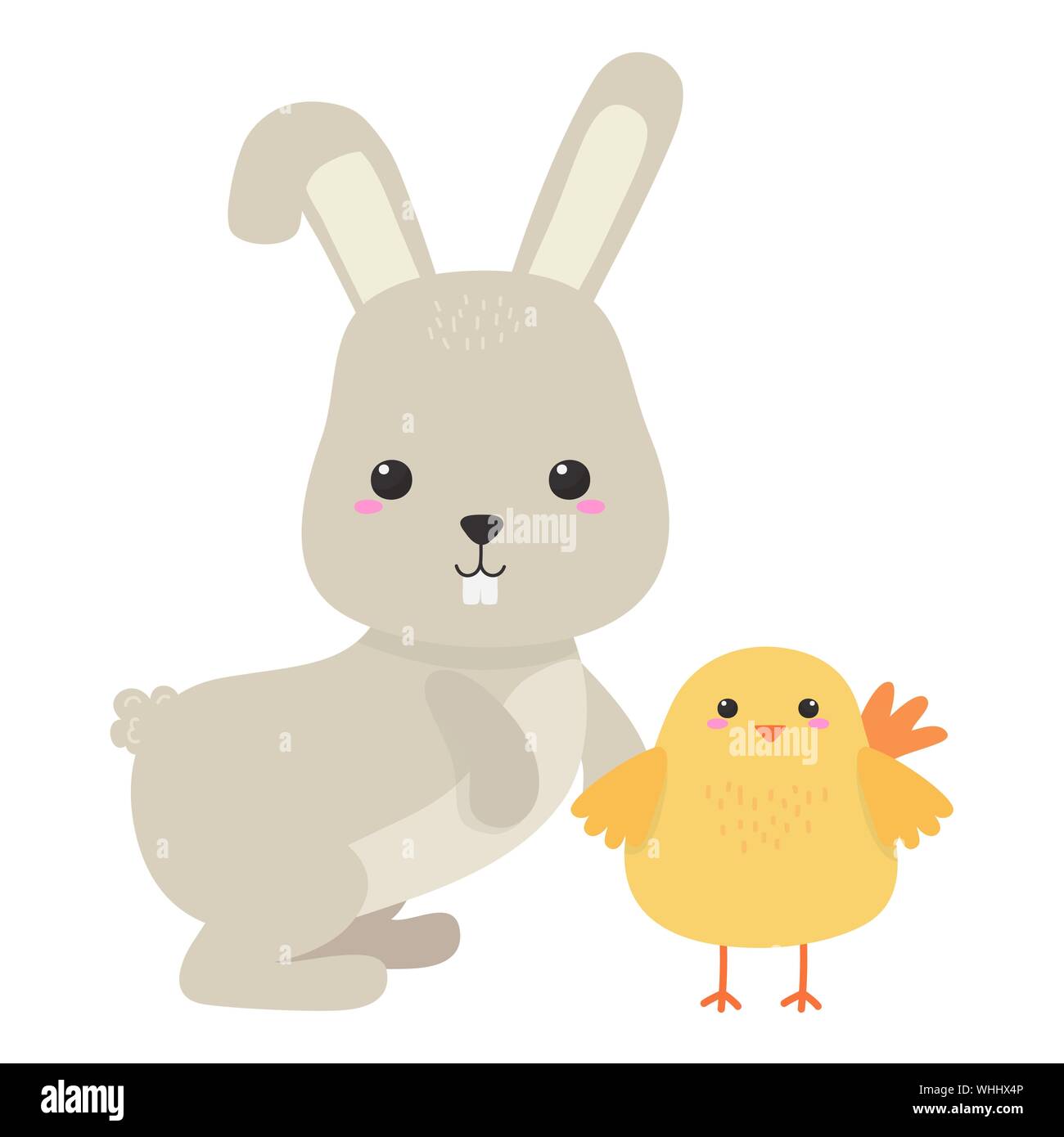Cute Bunny And Chick Cartoon