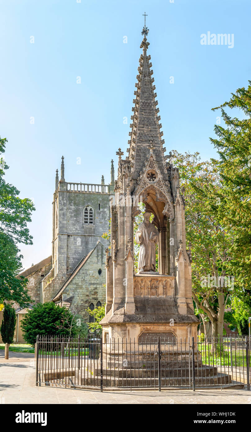 Bishop Hoopers Monument at St Marys Square, Gloucester Cathedral, England Stock Photo