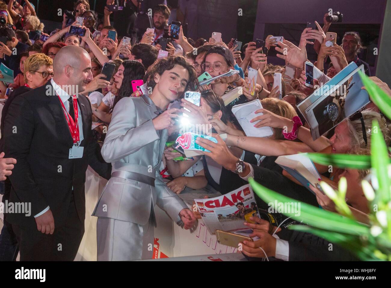 Venice, Italy. 2nd Sep 2019. Timothee Chalamet signs autographs at ...