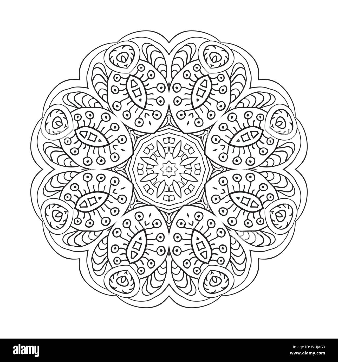 Mandala Flower Doodle Drawing Round Ornament Coloring Stock Vector Image Art Alamy