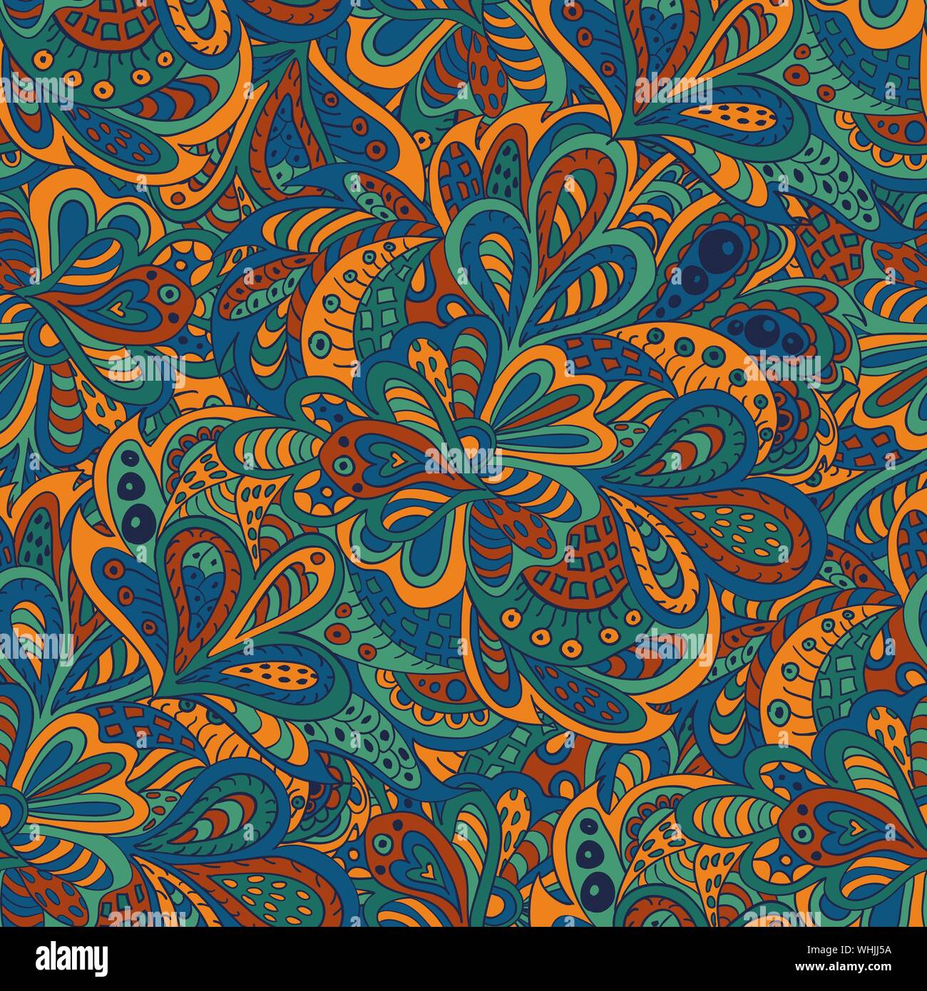 seamless pattern ethnic floral blue and brown Stock Vector Image & Art ...
