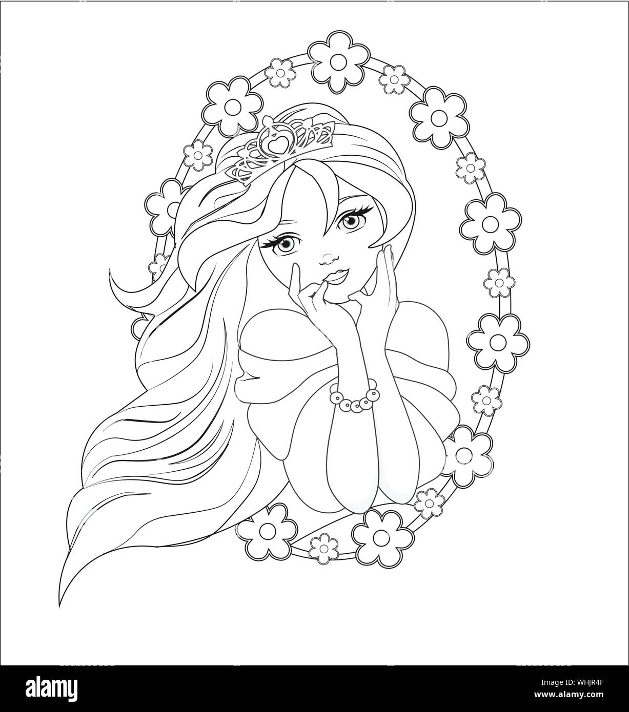 Beautiful Princess In Garden Coloring Pages Drawing For Kids PNG Images |  EPS Free Download - Pikbest