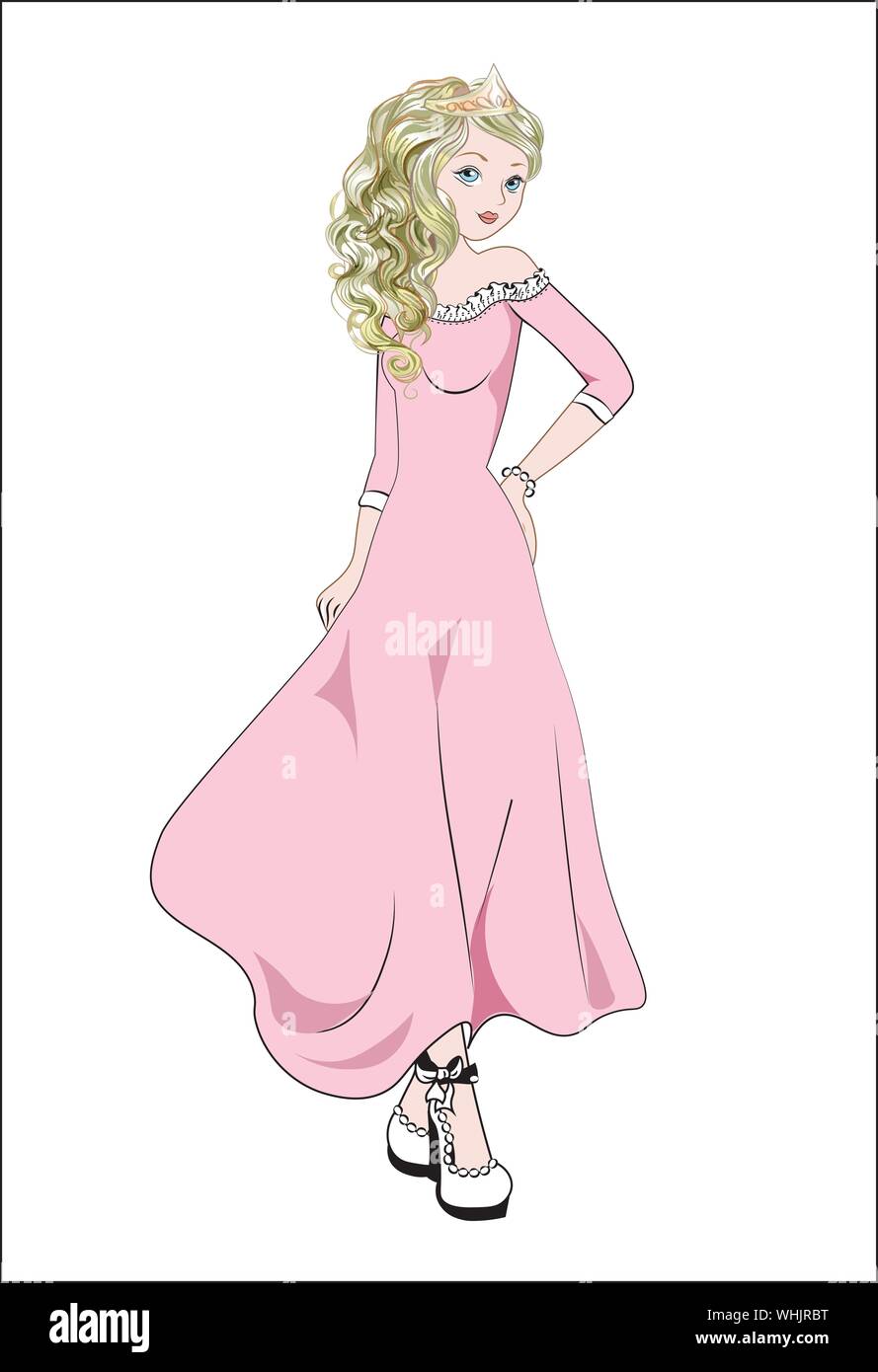 The Amusing Girl In A Evening Dress With Gold Wavy Hair And