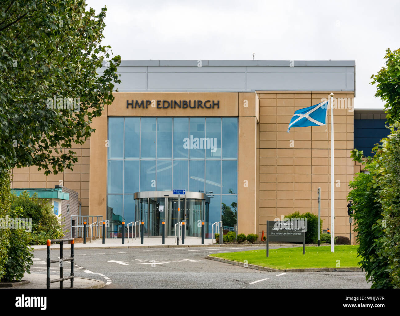 Front entrance of HMP Edinburgh, Saughton, Edinburgh, Scotland, UK. Her Majesty’s Prison, formerly known as Saughton Stock Photo