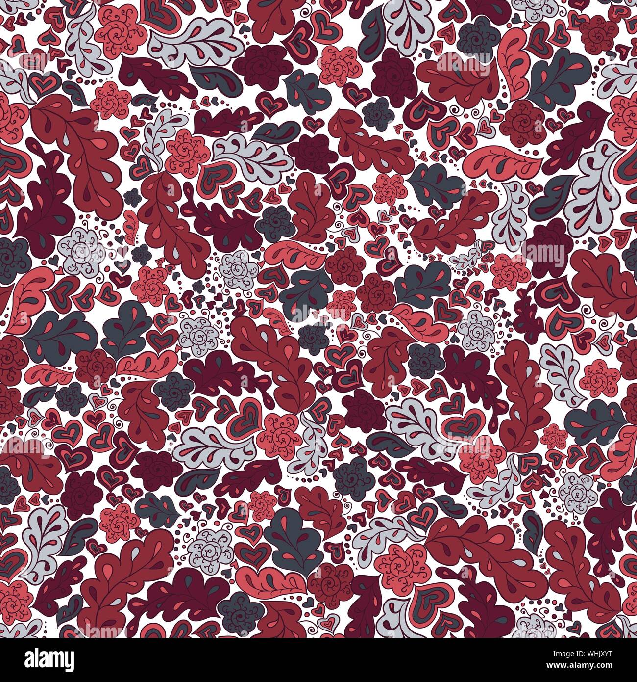 seamless pattern flower and leaf in wine-colored Stock Vector