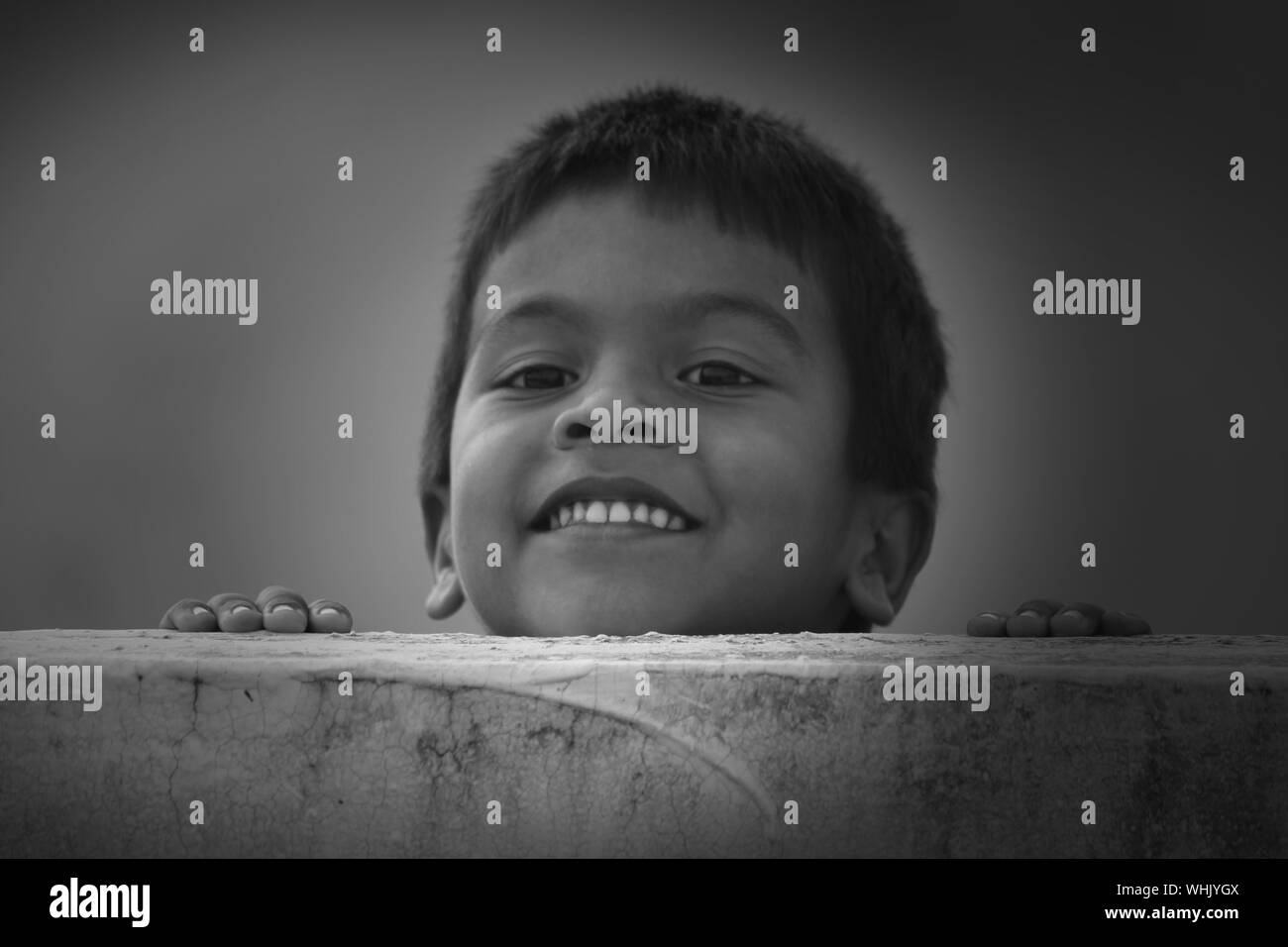 Indian boy smiling portrait Black and White Stock Photos & Images - Alamy