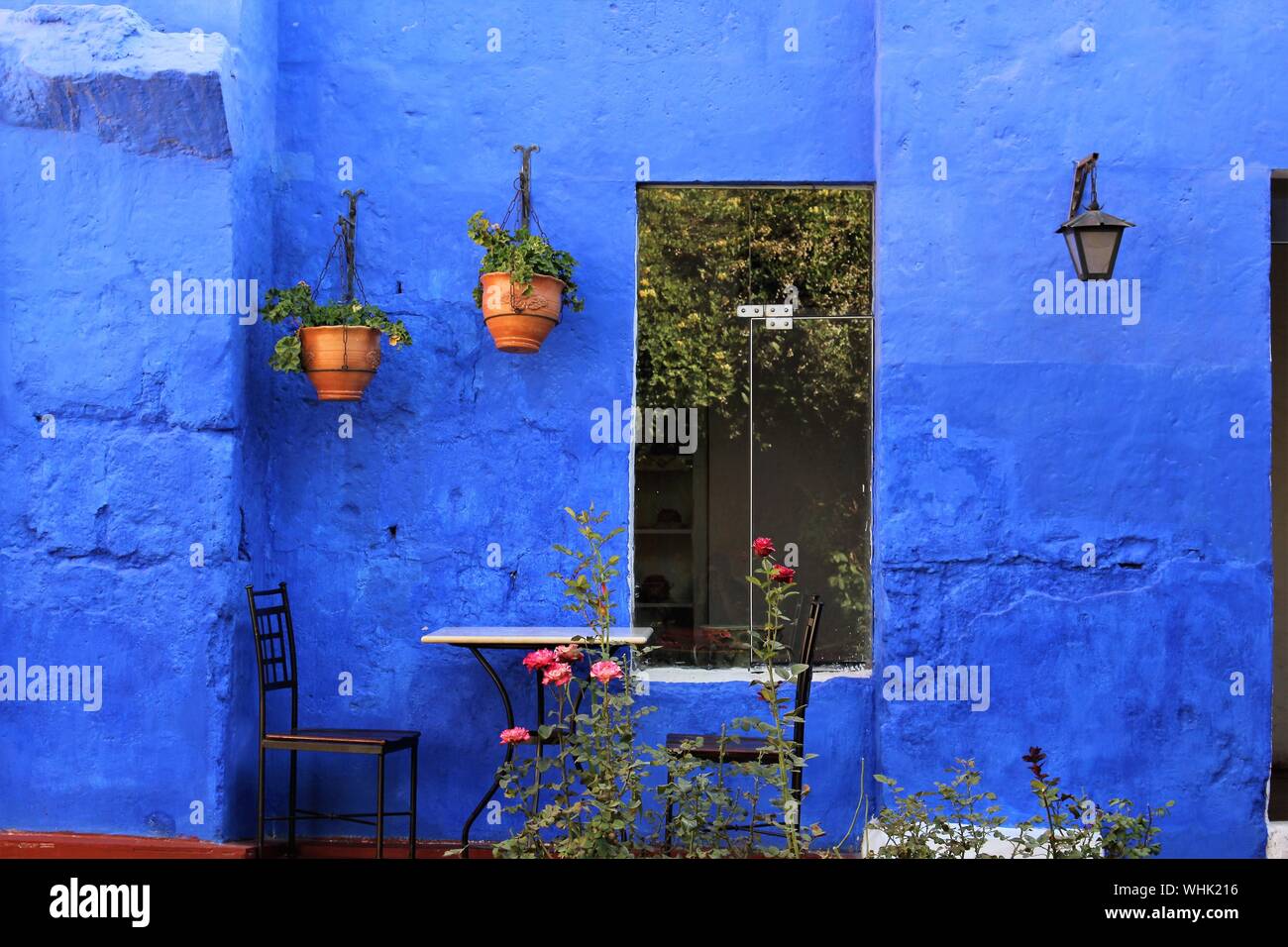 Flowers Hanging On Wall Stock Photo Alamy