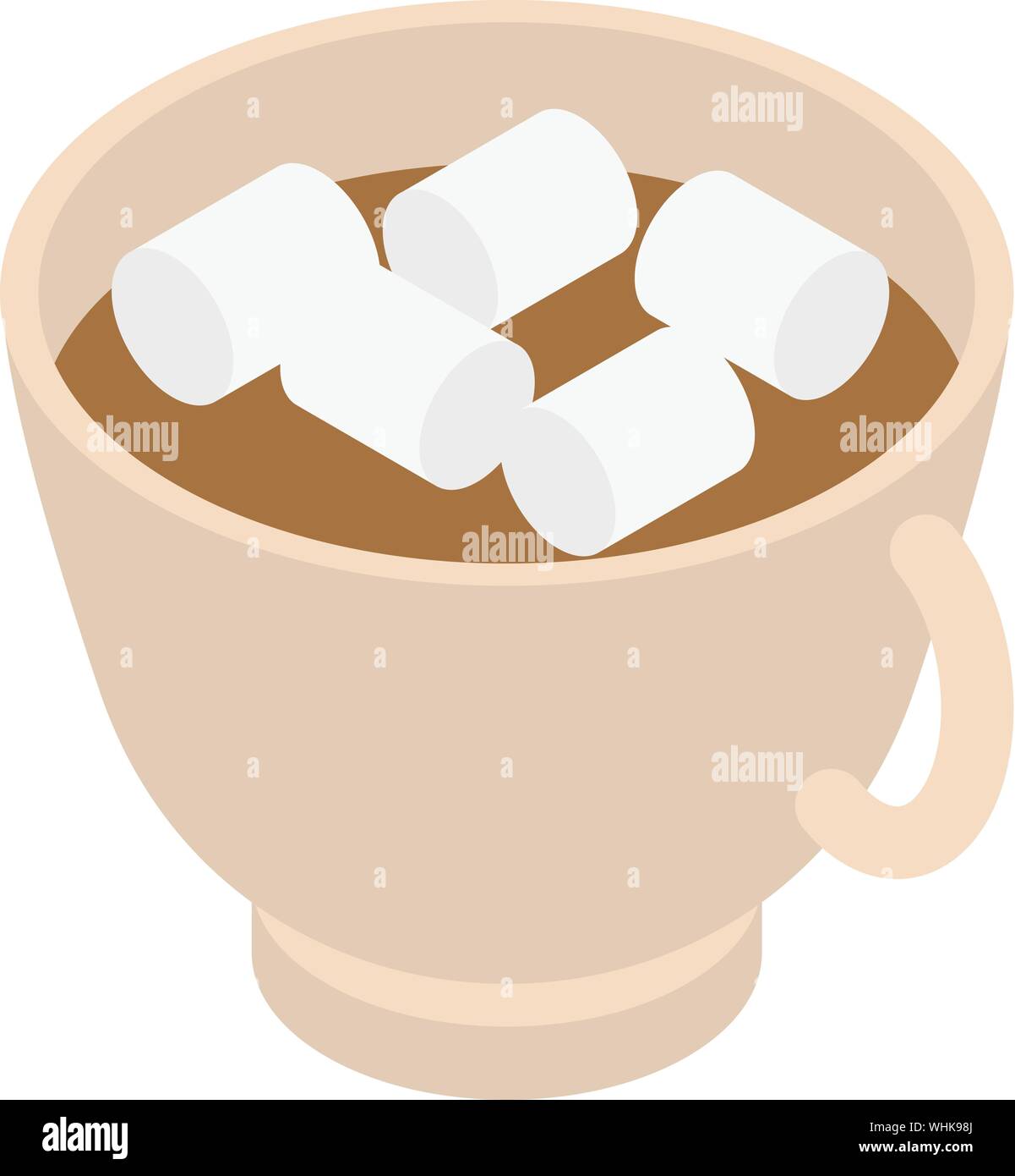 Cup cocoa marshmallow icon, isometric style Stock Vector