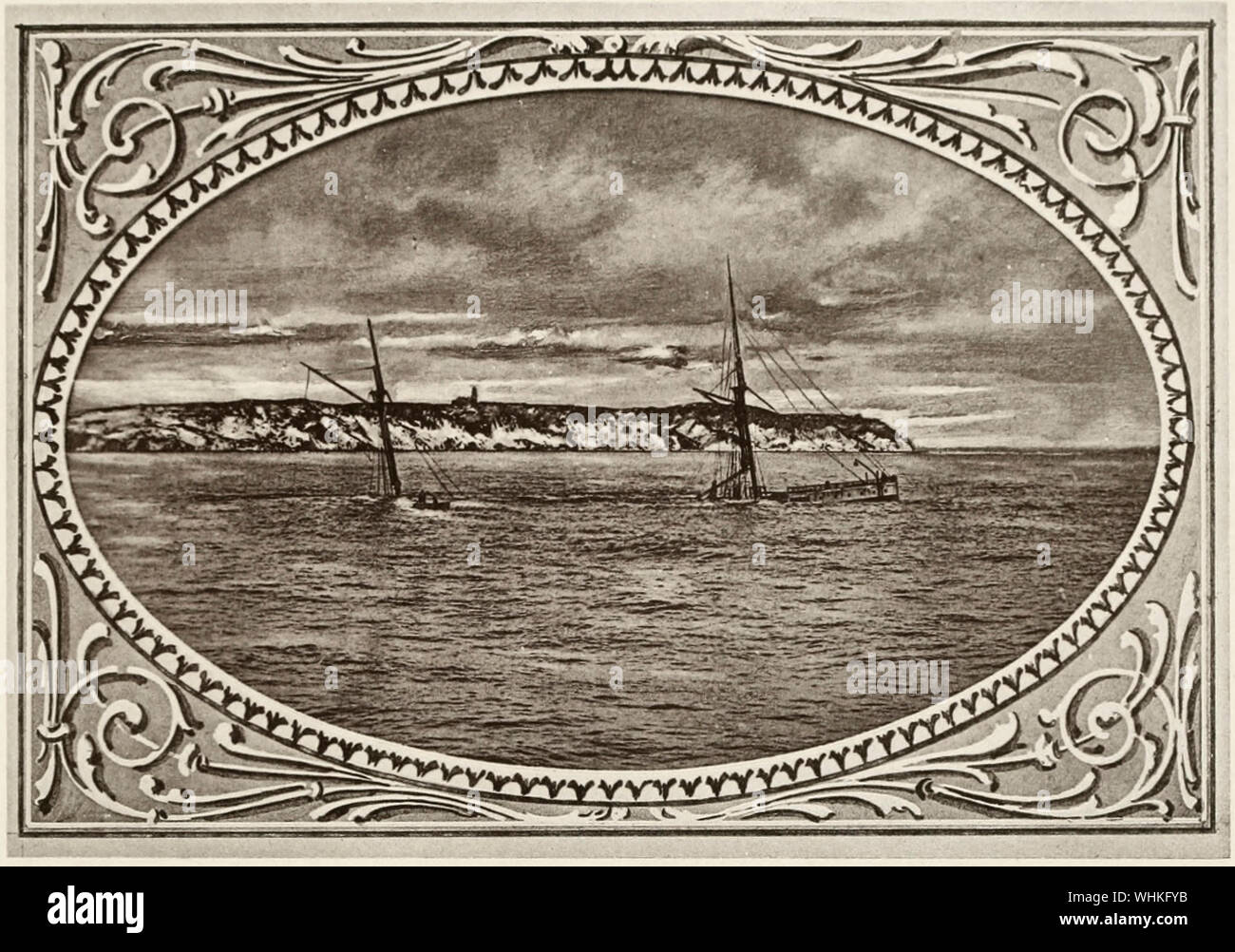 The City of Columbus after the Wreck. The passenger steamer City of Columbus ran aground on Devil’s Bridge off the Gay Head Cliffs in Aquinnah, Massachusetts, in the early hours of January 18, 1884. Stock Photo