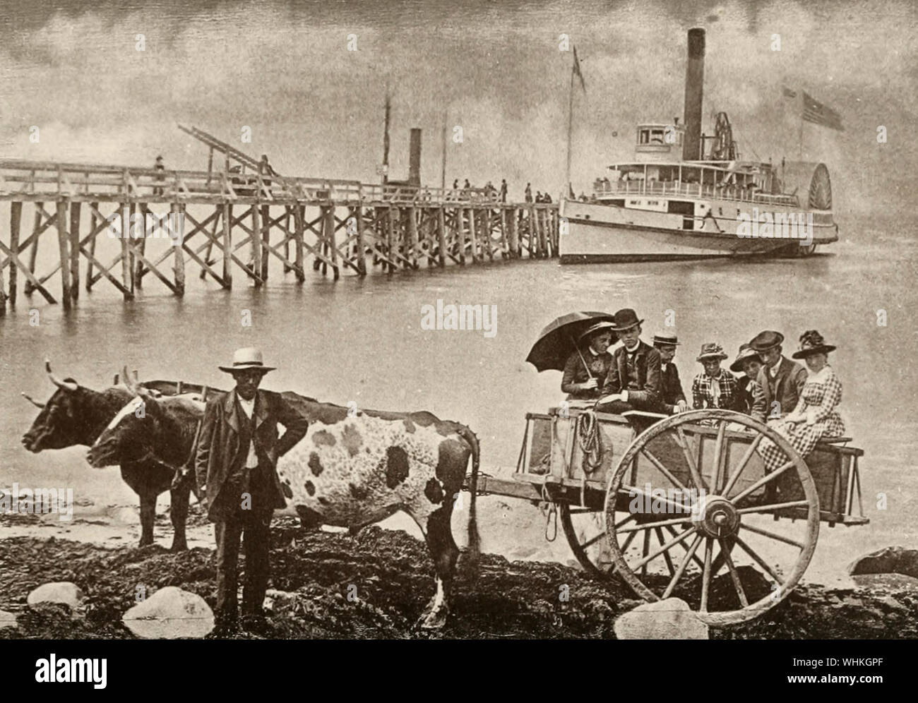 Mode of Conveyance from wharf to Gay Head Light, circa 1889 Stock Photo