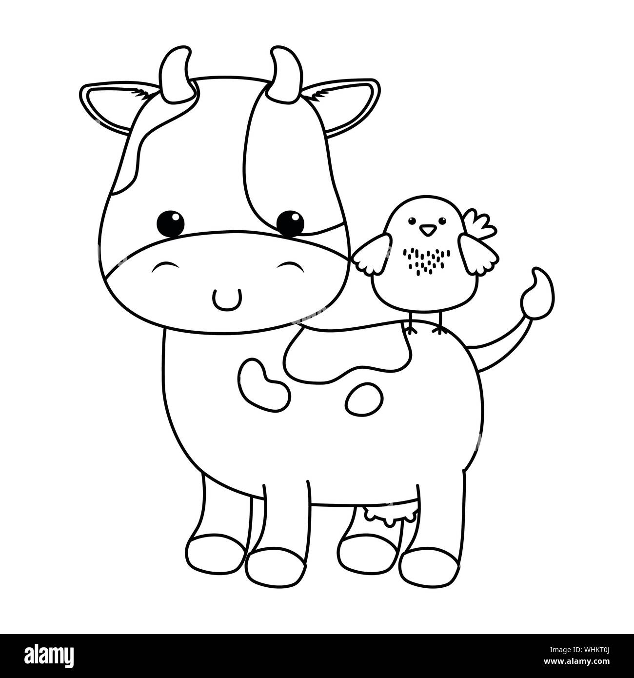 Cow and chicken cartoon design, Animal cute zoo life nature and fauna ...