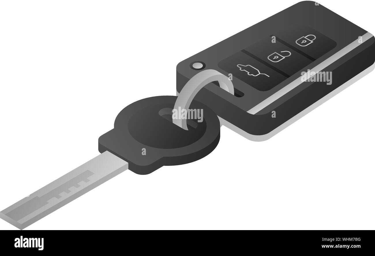 Car alarm key icon, isometric style Stock Vector