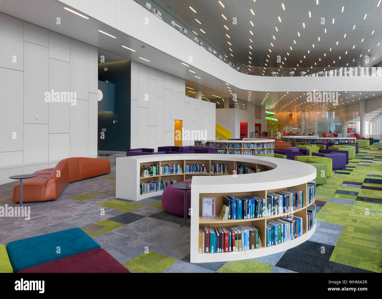 Interior of the modern James B. Hunt Jr. Library on the campus of North
