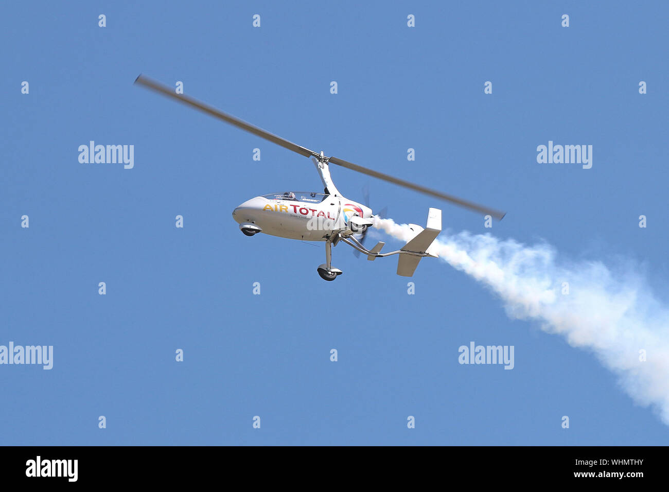 Eastbourne International Airshow 2017. A display by this German designed Calidus Gyro Copter relying on auto-rotation for aerodynamic flight. Stock Photo