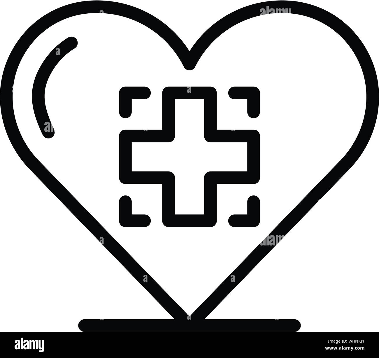 Medical cross in the heart icon, outline style Stock Vector
