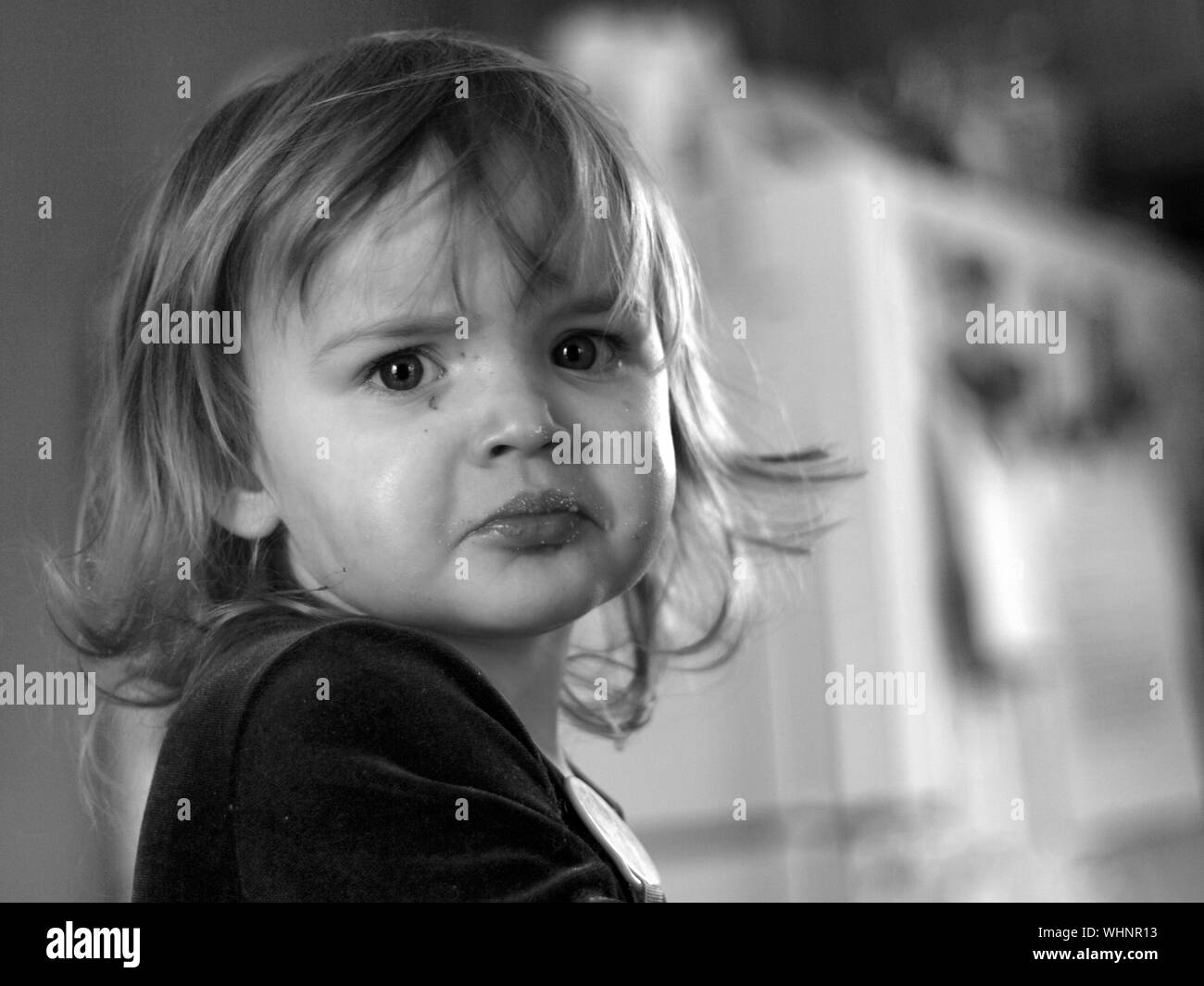Portrait sad little girl Black and White Stock Photos & Images Alamy