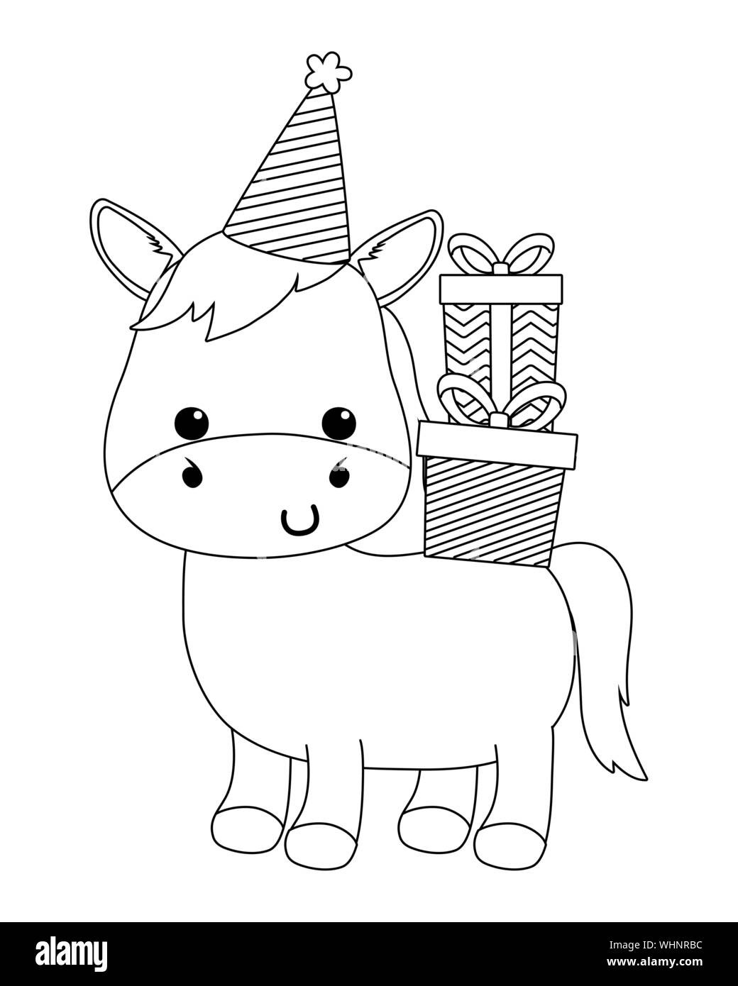 Donkey cartoon design, Animal happy birthday celebration decoration and