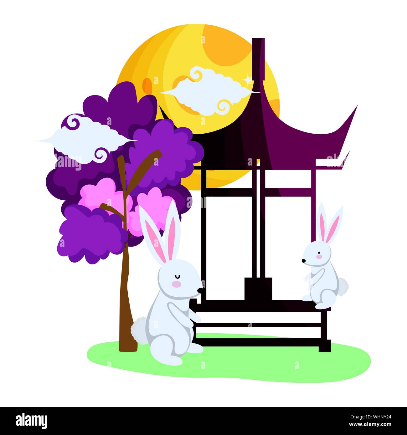 Mid Autumn Rabbit Design Rabbits design, Mid autumn festival china oriental celebration and ...