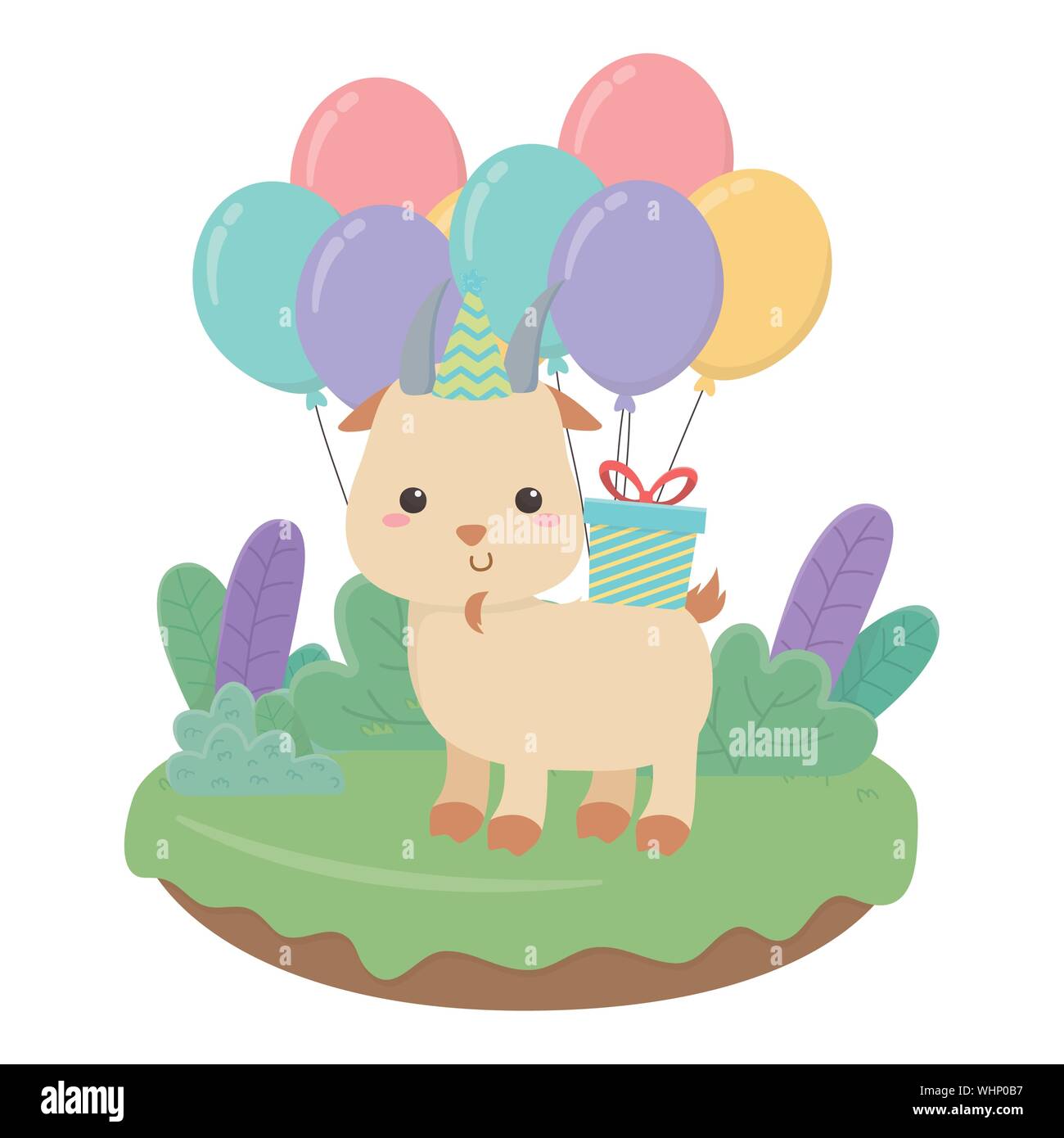 Goat cartoon design, Animal happy birthday celebration decoration and ...