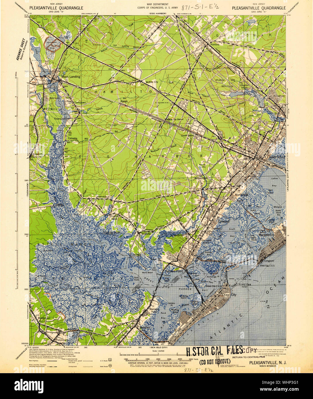 USGS TOPO Map New Jersey NJ Pleasantville - Usgs Topo Map New Jersey Nj Pleasantville 255333 1942 62500 Restoration WHP3G1