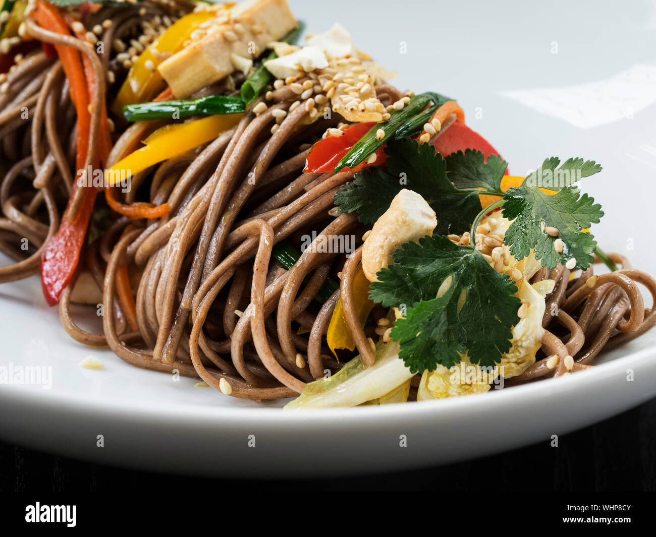 Close-up Of Soba Served In Plate Stock Photo