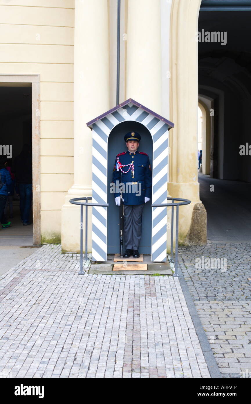 Mannequin guard at Prague Castle. Stock Photo