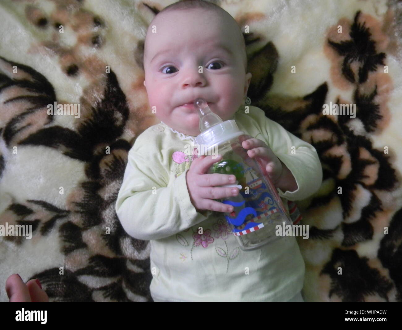 Toddler drinking from baby bottle hires stock photography and images