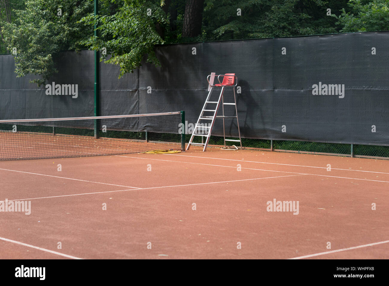 Referee Chair At Tennis Court Stock Photo - Alamy