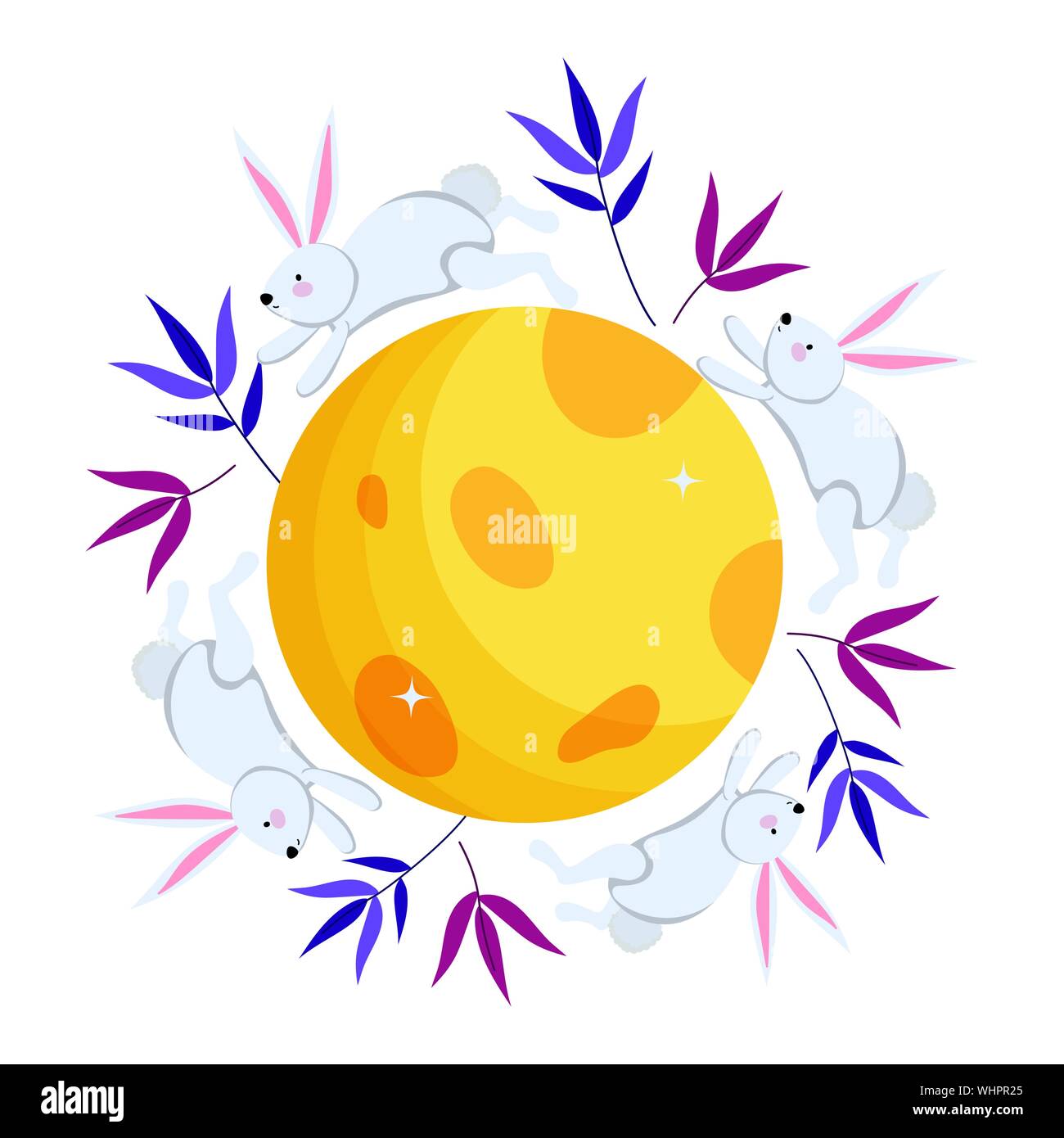 Mid Autumn Rabbit Design Rabbits design, Mid autumn festival china oriental celebration and ...