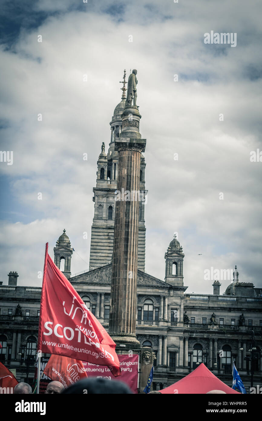 Glasgow, Scotland, August, 31, 2019. 'Stop the coup': Protests in Glasgow, George Square, Socialist Party Stock Photo