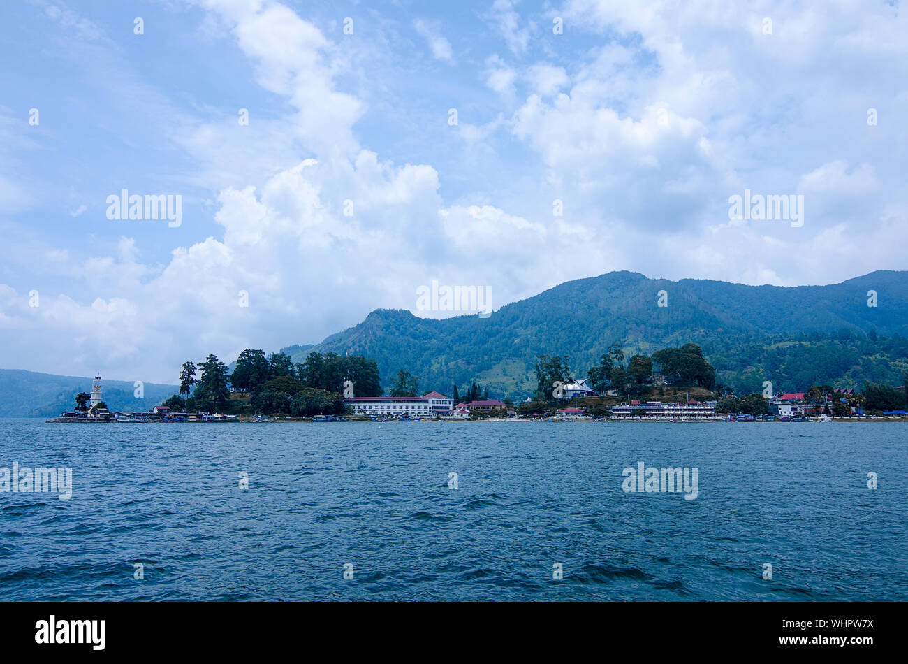 Panoramic view of Lake Toba in North Sumatra Indonesia Stock Photo