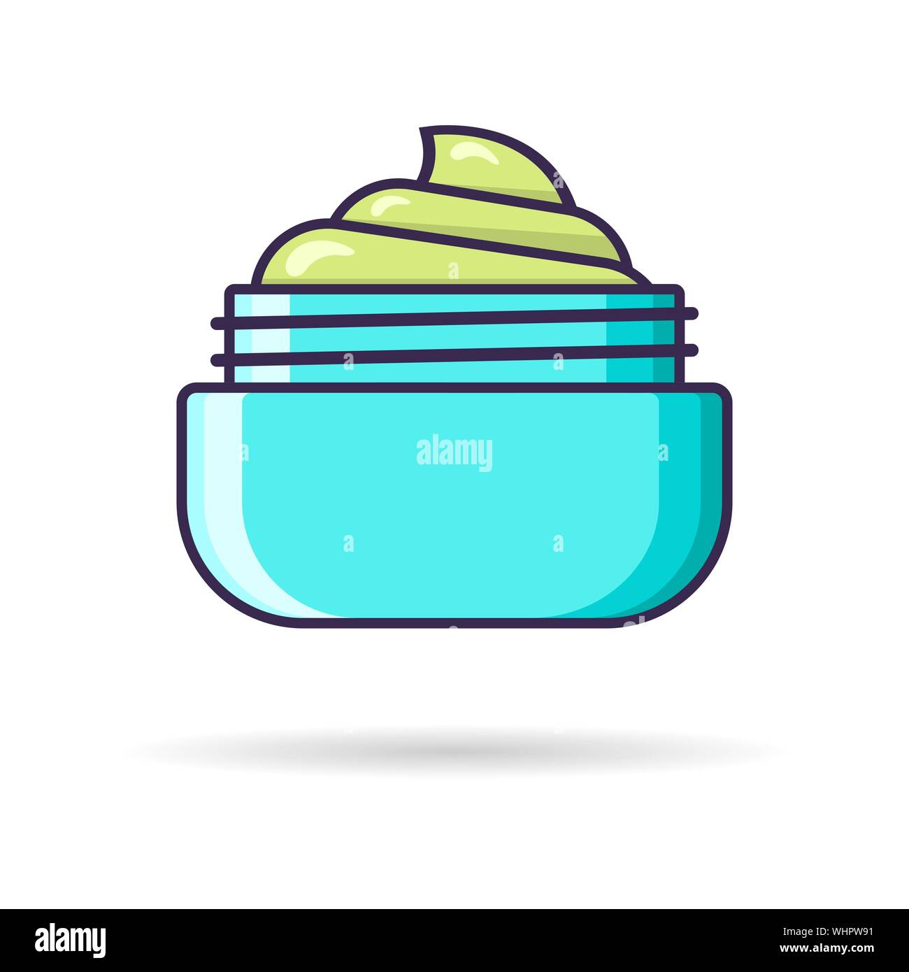 Blue jar of cosmetic face cream and cream for the body. Vector