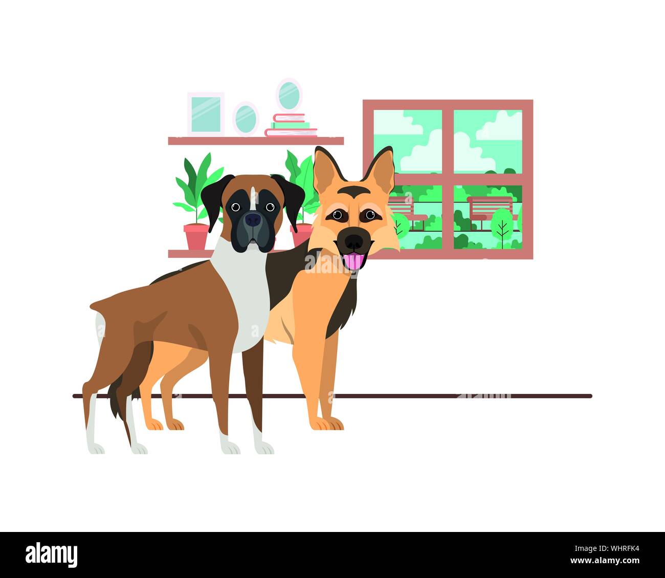 cute and adorable dogs in living room Stock Vector Image & Art Alamy