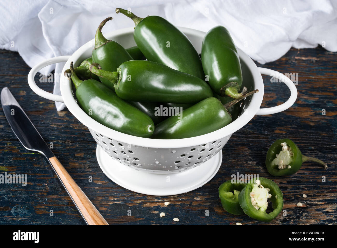 High Angle View Of Jalapeno Peppers Stock Photo