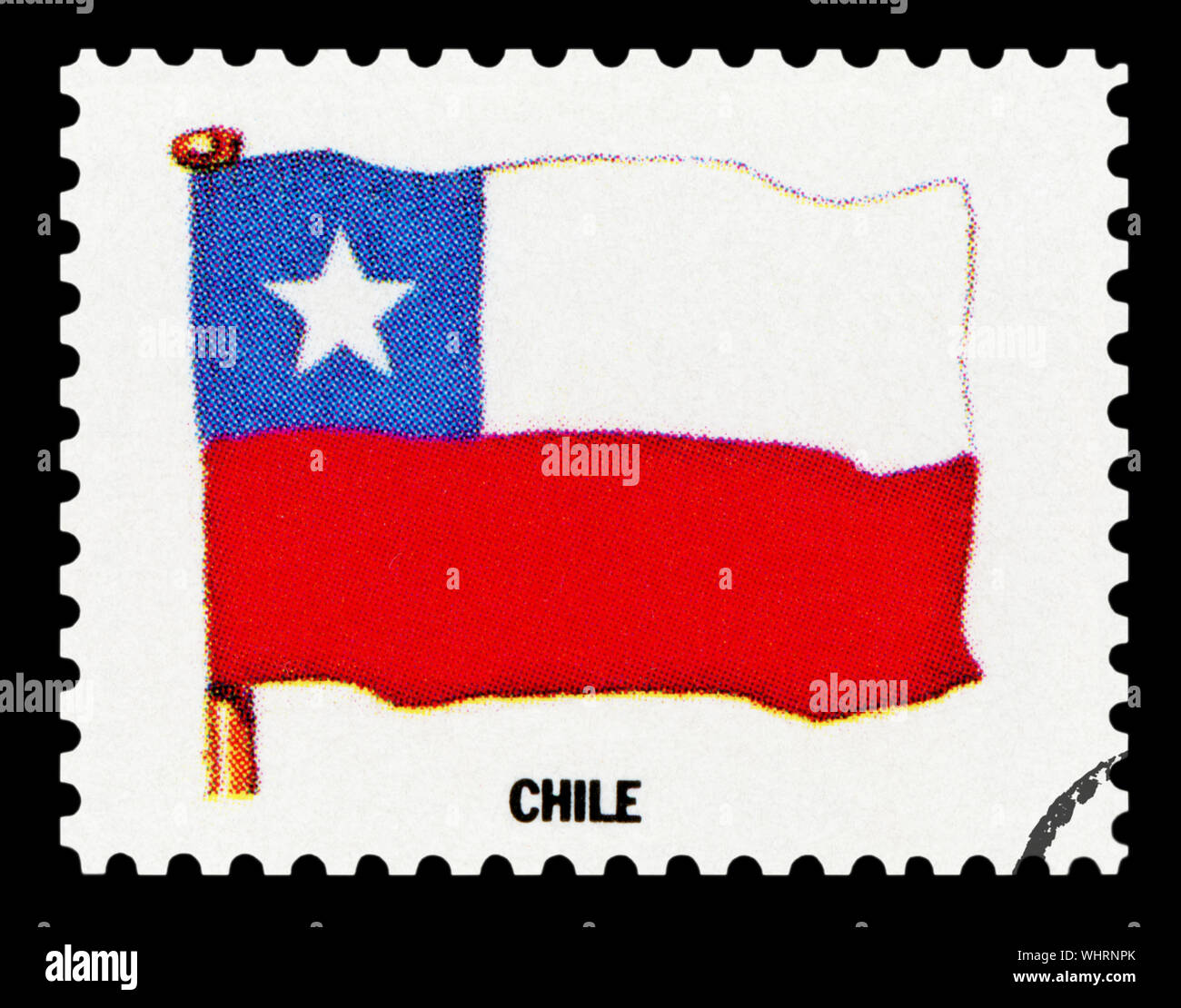 CHILE FLAG - Postage Stamp isolated on black background. Stock Photo