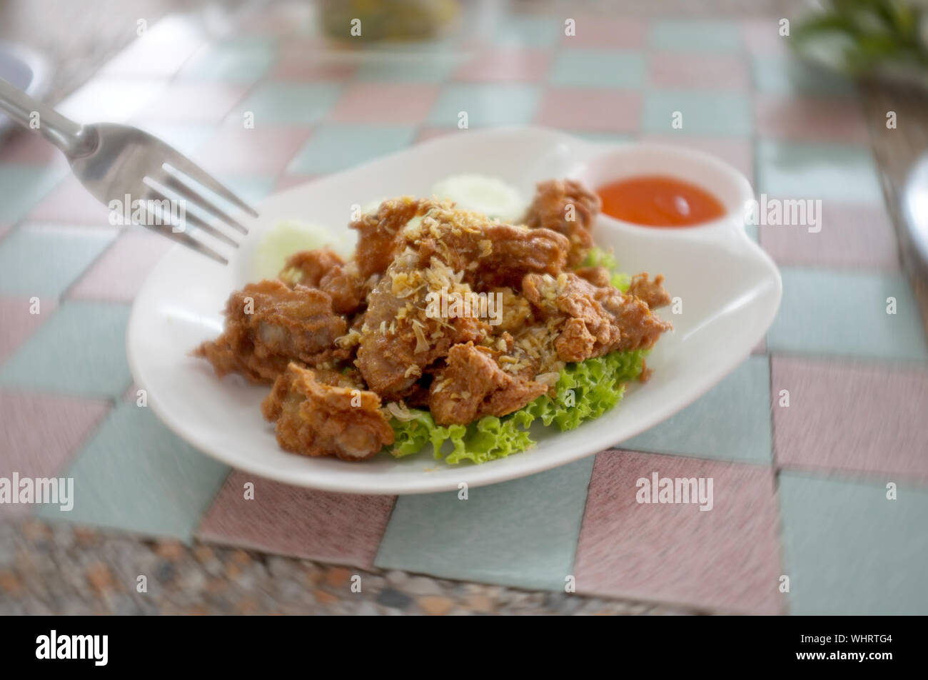 Fried pork intestine with garlic Stock Photo Alamy