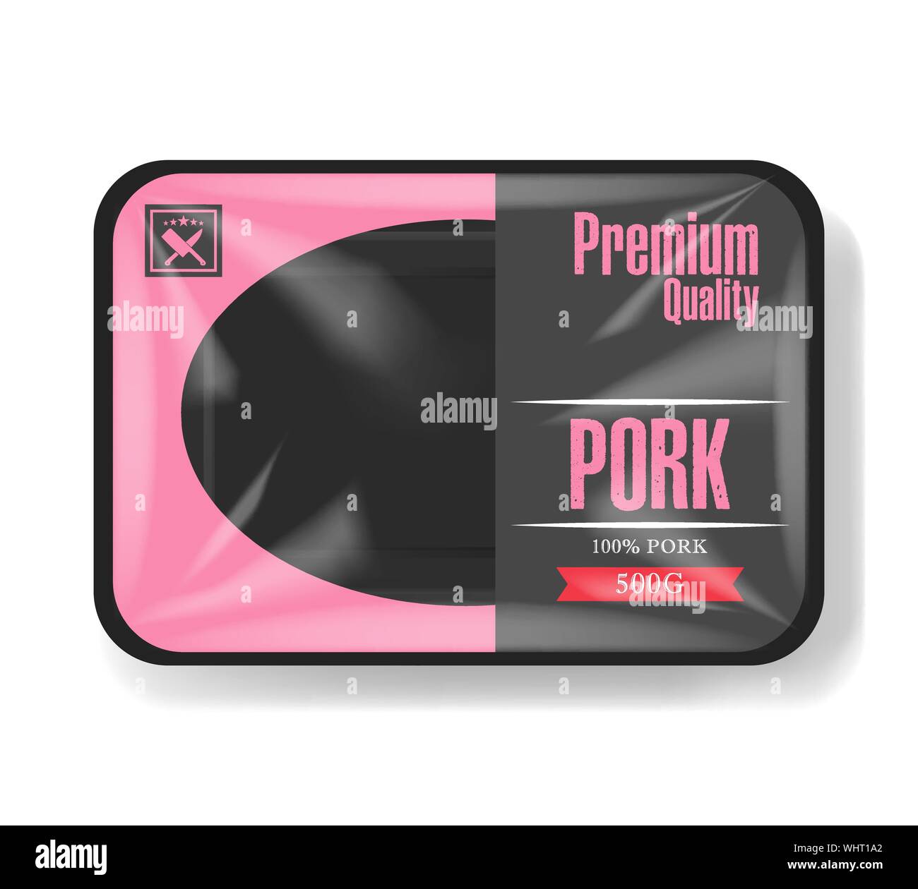 Download Pork Meat Packaging Plastic Tray Container With Cellophane Cover Mockup Template For Your Design Plastic Food Container Vector Illustration Stock Vector Image Art Alamy