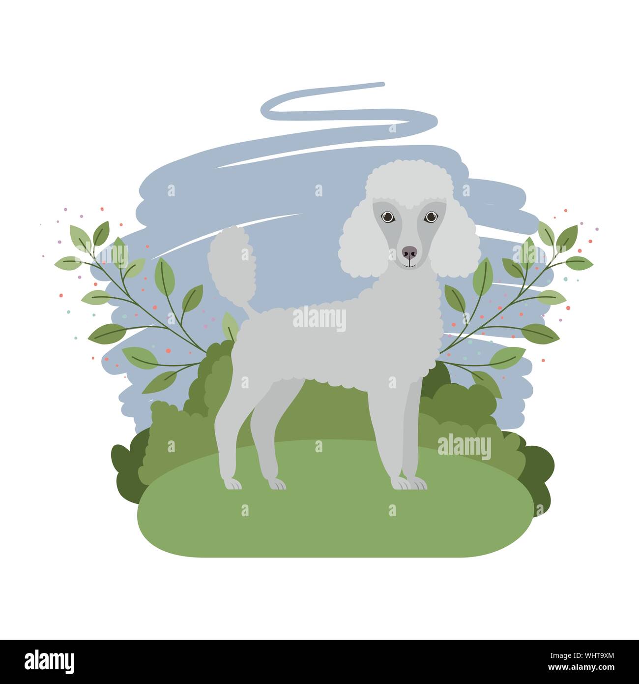 cute poodle dog with background landscape Stock Vector Image & Art - Alamy