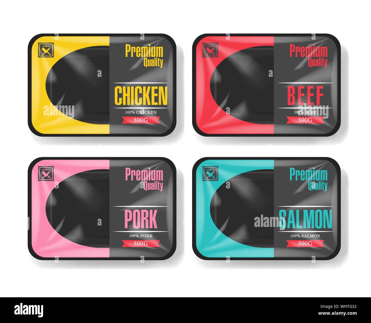 Download Plastic Tray Container With Cellophane Cover Mockup Template For Your Design Plastic Food Container With Label Template Vector Illustration Stock Vector Image Art Alamy